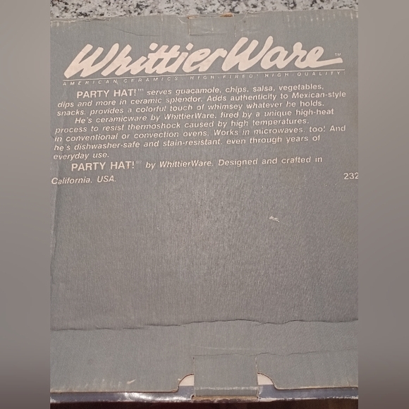 1986 Whittier Ware California Pottery Sombrero Ceramic Chip Dip Bowl - Picture 6 of 6